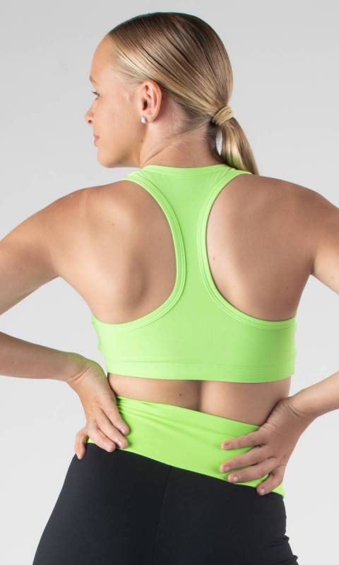 Victoria Crop - Action Back - Supplex - Black + Neon Green