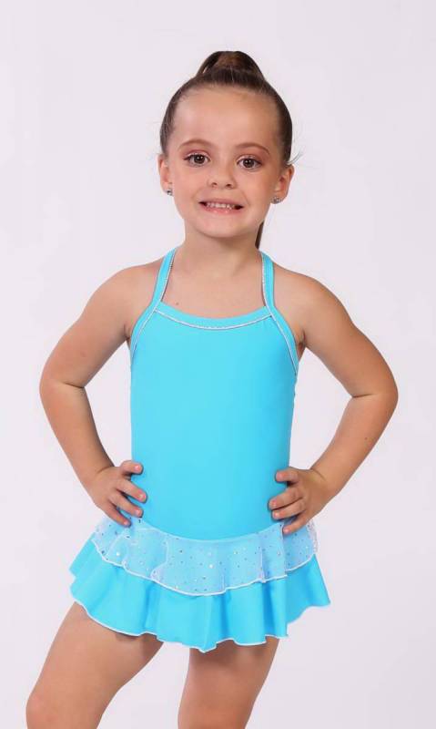 Baby Leo + 2 Layer Skirt - White Sparkle + Dance Costume
