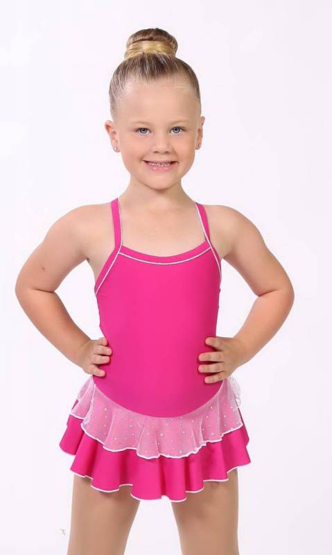 Baby Leo + 2 Layer Skirt - White Sparkle + Dance Costume