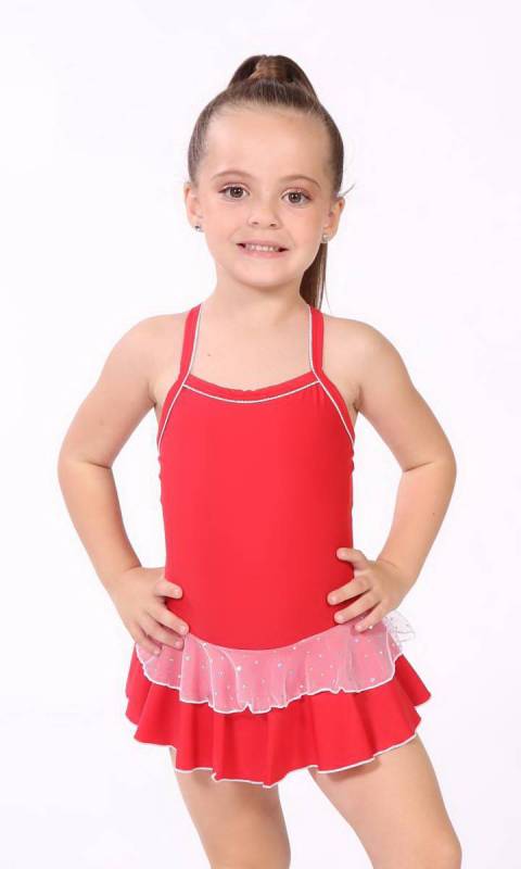 Baby Leo + 2 Layer Skirt - White Sparkle + Dance Costume
