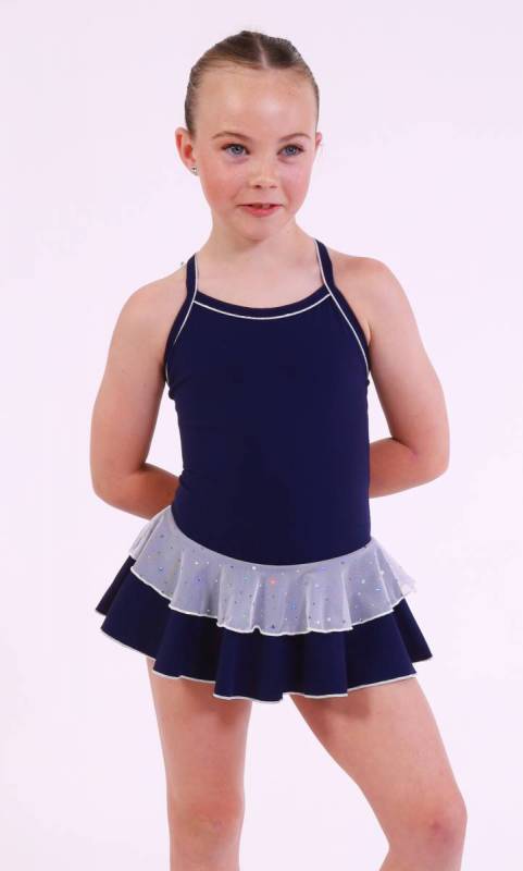 Baby Leo + 2 Layer Skirt - White Sparkle + Dance Studio Uniform