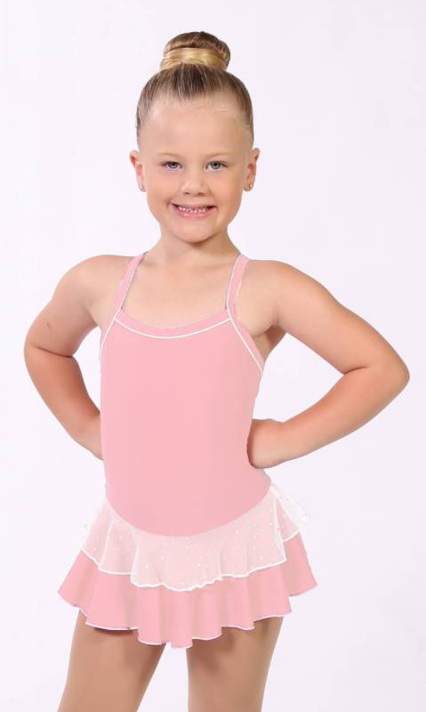 Baby Leo + 2 Layer Skirt - White Sparkle + Dance Costume