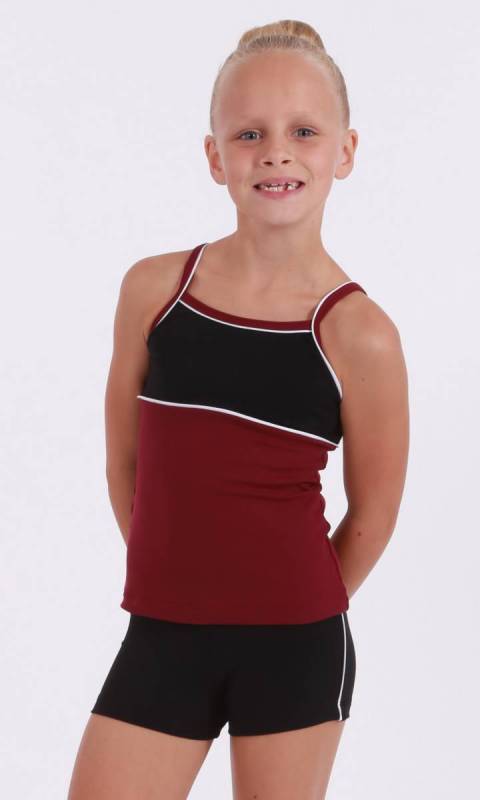 CLASSIQUE TOP - Supplex Burgundy Black and White