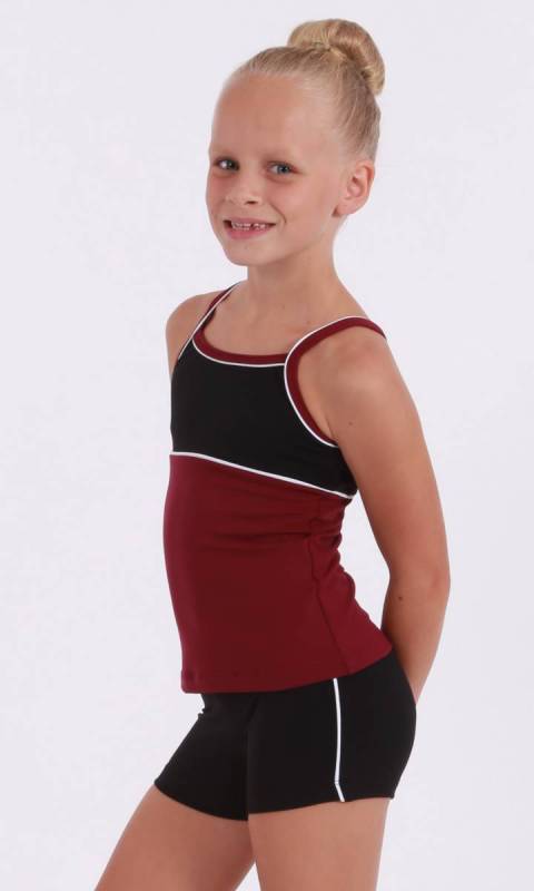 CLASSIQUE TOP - Supplex Burgundy Black and White