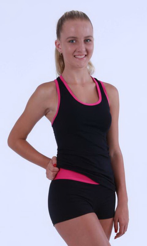 Black + Hot Pink Cotton Lycra