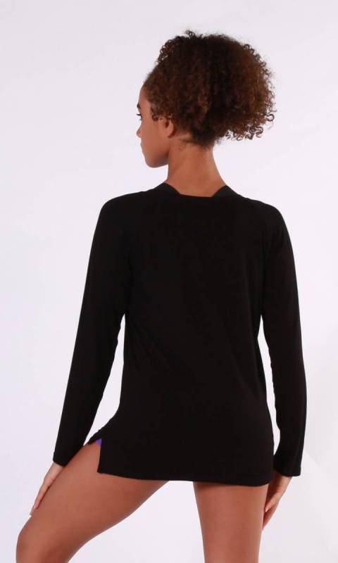 Bonnie Long Sleeve Top - Black Rayon Spandex