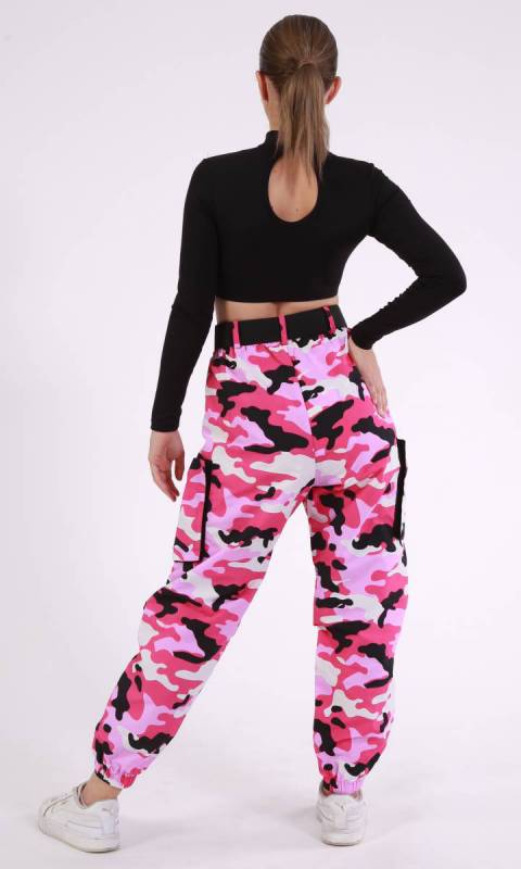 CAMO - COMPTON PANTS - Pink Camo + Black