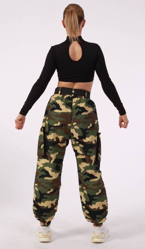 CAMO - COMPTON PANTS - Khaki Camo + Black