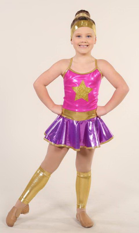 ACTION CHEER + leggings and headband - Pink Purple and gold