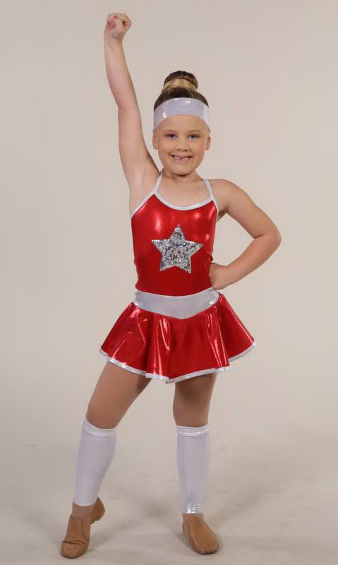 ACTION CHEER + leggings and headband - Red, Silver and Black