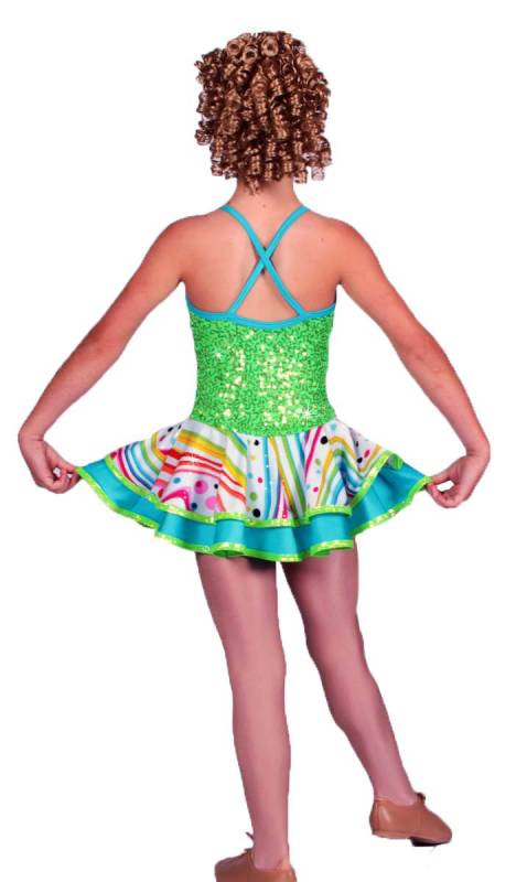 TUTTI FRUITI GELATO DRESS - Fluro green and gelato spandex