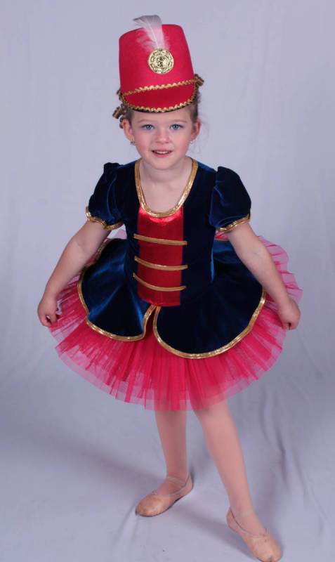 Marching girl tutu topper - Blue red and gold