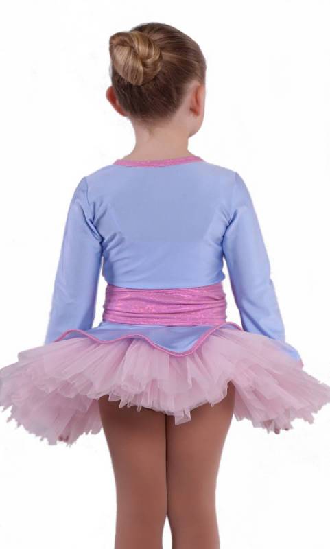 CHINA DOLL TOPPER - Ballet Blue and Pink digital trim