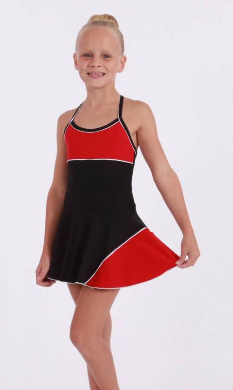 CLASSIQUE panel skirt - Supplex Black, Scarlet and white