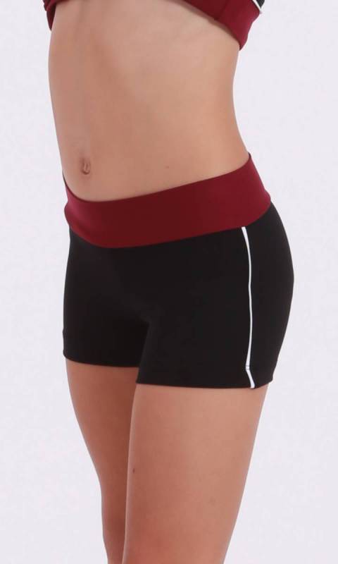 CLASSIQUE shorts - Supplex Black and Burgundy white pipe