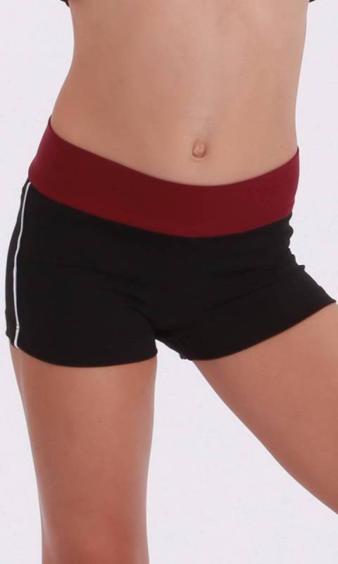 CLASSIQUE shorts - Supplex Black and Burgundy white pipe