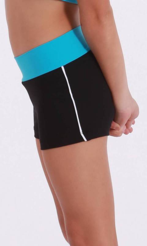 CLASSIQUE shorts - Supplex Black  Aqua and White