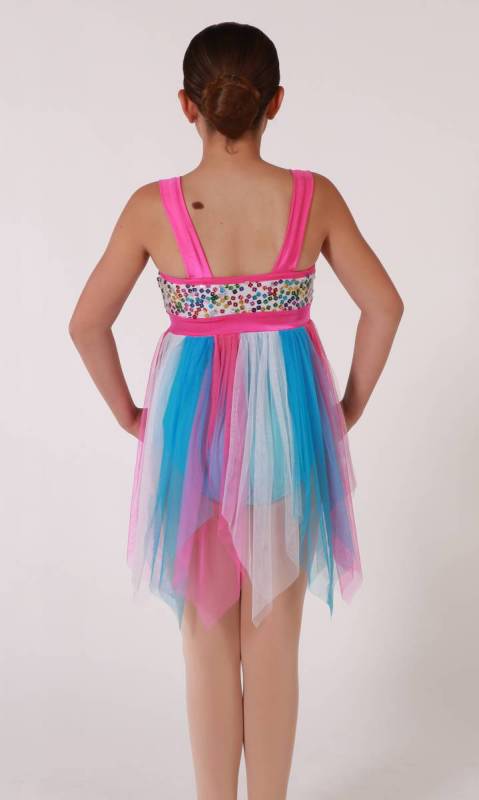 TRUE COLOURS - Multi sequin white pink blue and white mesh