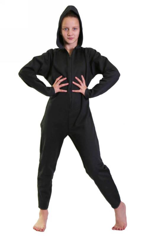 Basic Onesey - all in one zip up jumpsuit - Polar Fleece Black