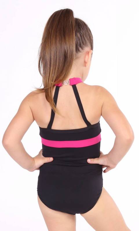 Parker Leotard - Black + Fuchsia Supplex