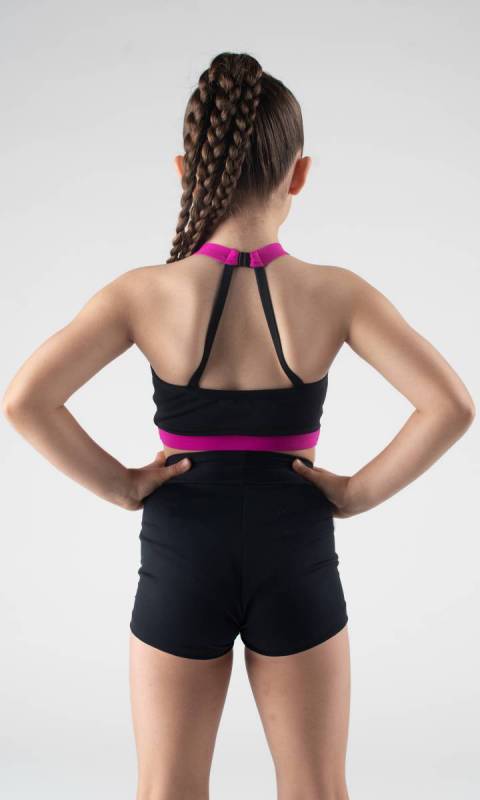 Parker Crop Top - Black + Fuchsia