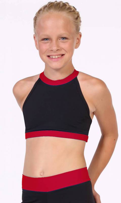 Parker Crop Top - Black + Scarlet supplex STOCK