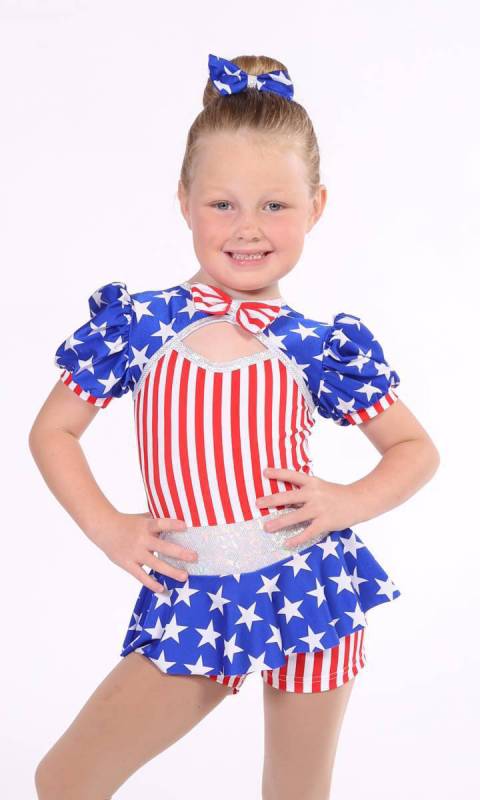 BORN IN THE USA + Hair Bow - Red White and Blue 486 shattered