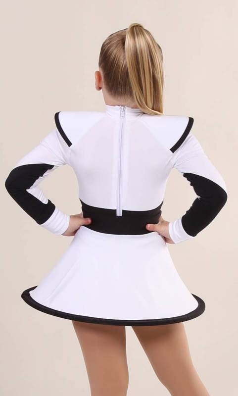 TROOPER DRESS  - White Heavyweight poly spandex with black trim 
