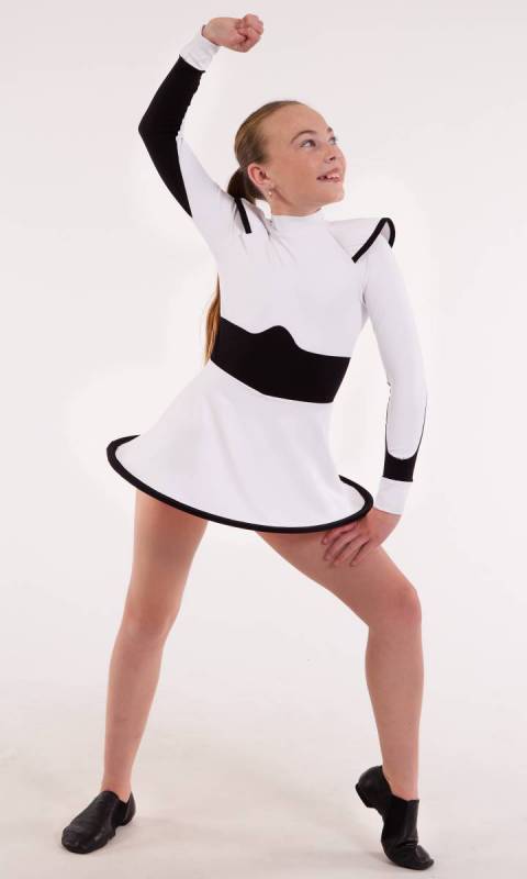 White Heavyweight poly spandex with black trim 