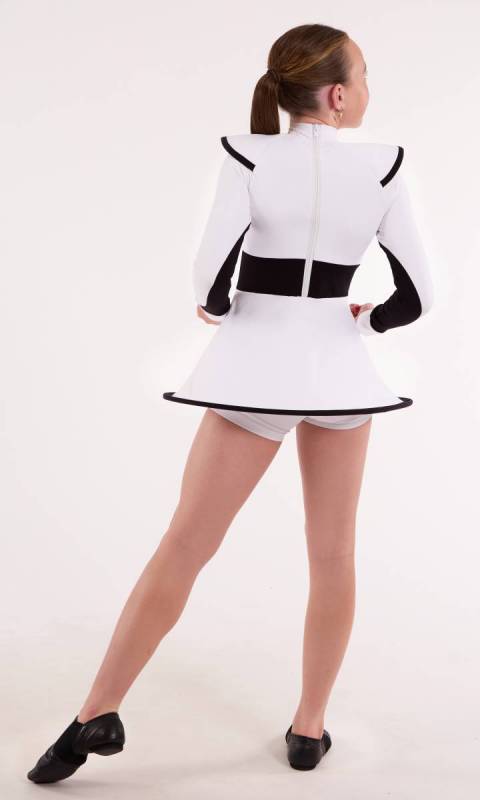 White Heavyweight poly spandex with black trim 