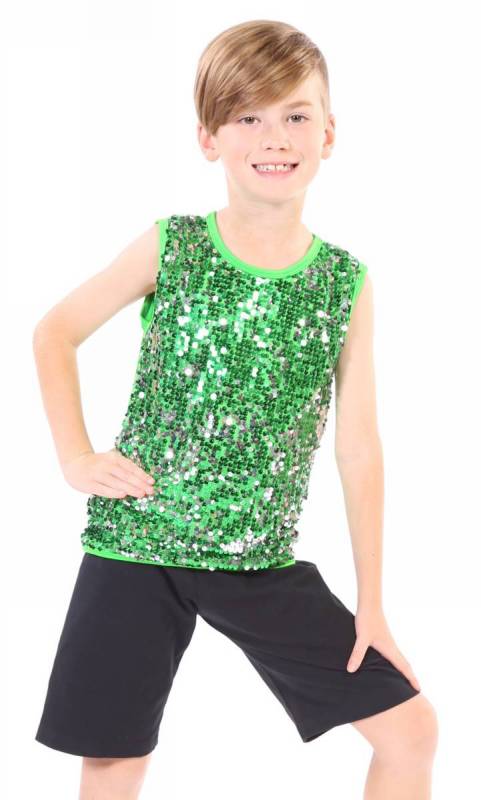 BOYS SEQUIN FRONT TOP  - Emerald Green 