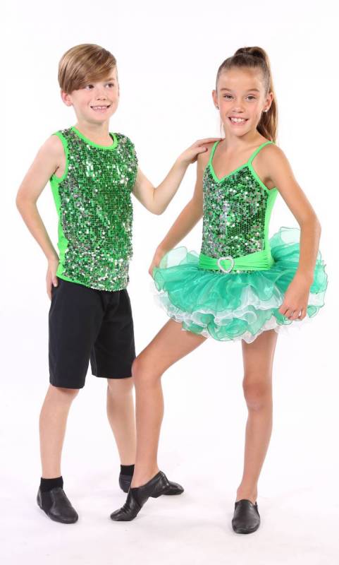 BOYS SEQUIN FRONT TOP  - Emerald Green 