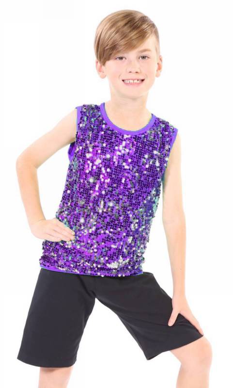 BOYS SEQUIN FRONT TOP  - Purple