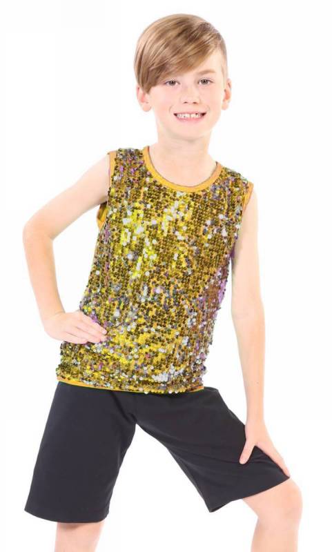 BOYS SEQUIN FRONT TOP  - Gold and yellow