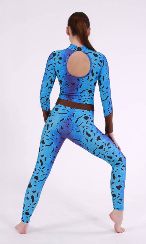 AVATAR- unitard - Tribal - Aqua print and brown