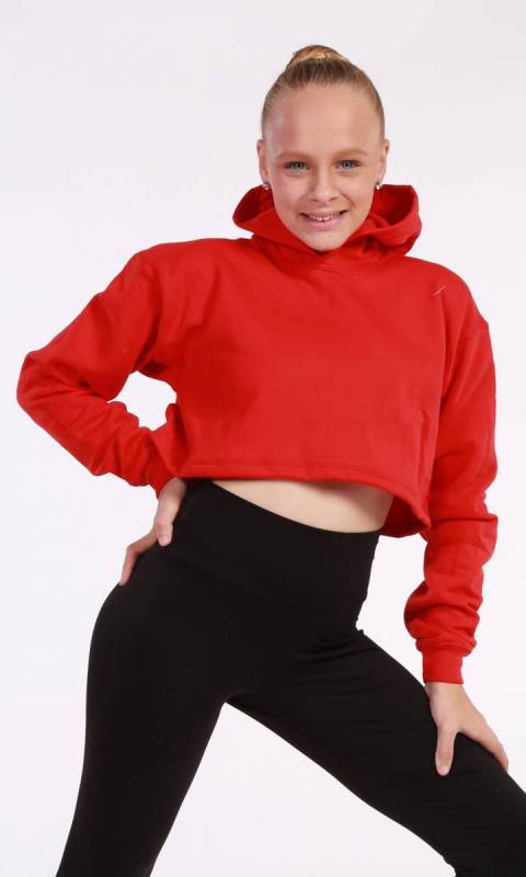 BROOKLYN CROPPED HOODIE  - Red