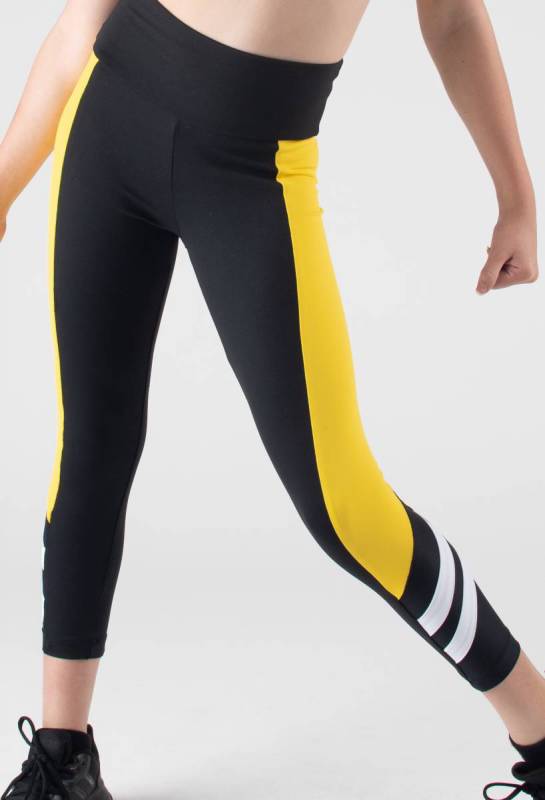 ALPHA TIGHTS  - Black  Yellow and White 