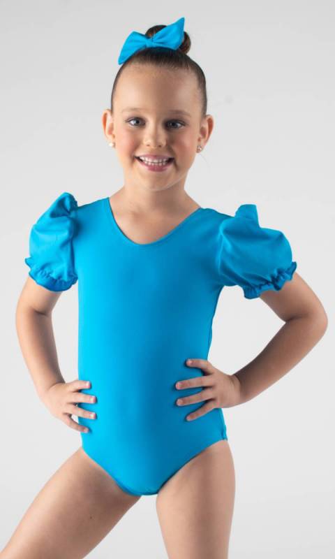 PUFF SLEEVE LEOTARD  - Electric Blue Supplex 