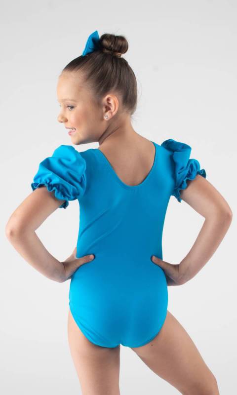 PUFF SLEEVE LEOTARD  - Electric Blue Supplex 