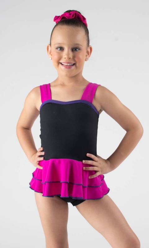 HARPER TOP - Double Peplum  - Black + Fuchsia+congo - pictured with Maddison Hot shorts sold separately