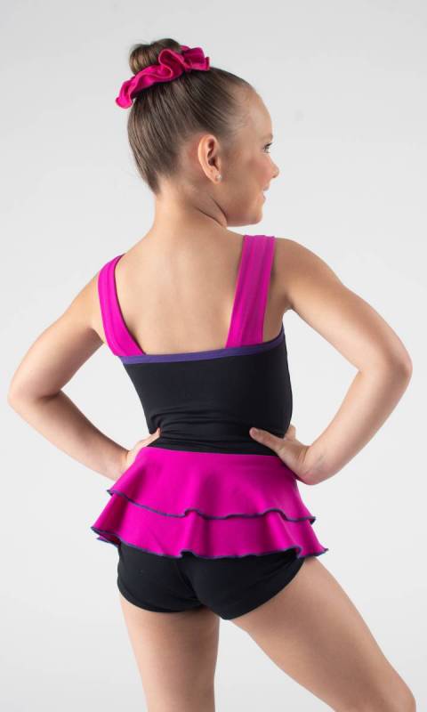 HARPER TOP - Double Peplum  - Black + Fuchsia+congo 
 - pictured with Maddison Hot shorts sold separately