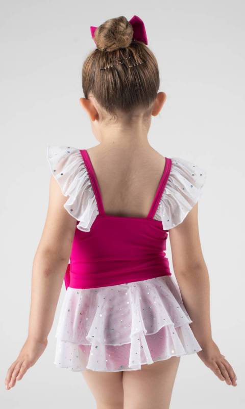 SOPHIE - Leotard dress  - Fuchsia + White 