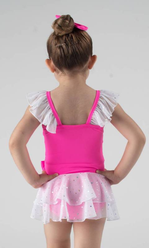 SOPHIE - Leotard dress  - Neon Pink + White