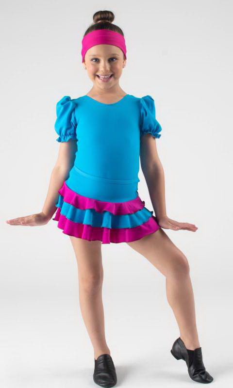 TRIPLE FRILL SKIRT  - Electric + Fuchsia pictured with Puff Sleeve Leotard