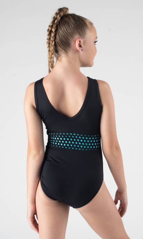 ELASTIC CONTRAST LEOTARD  - Black + Escape