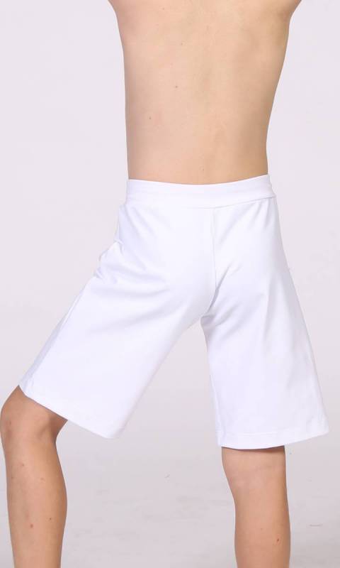 BOYS Shorts Drawcord - Plain - White Cotton Lycra