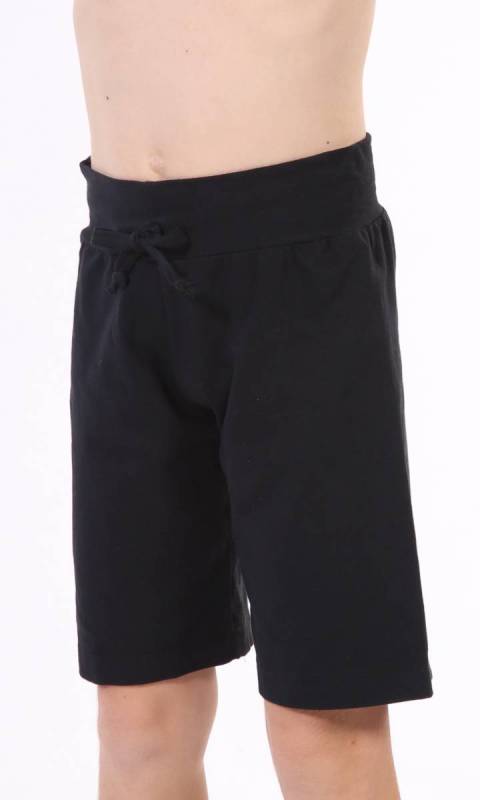 BOYS Shorts Drawcord - Plain - Black Supplex Only