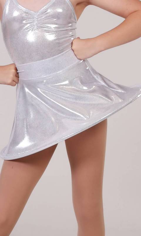 SPACEY SKIRT - Silver foil with silver trim