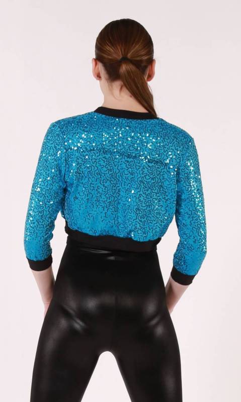 MADONNA - sequin crop jacket - Aqua