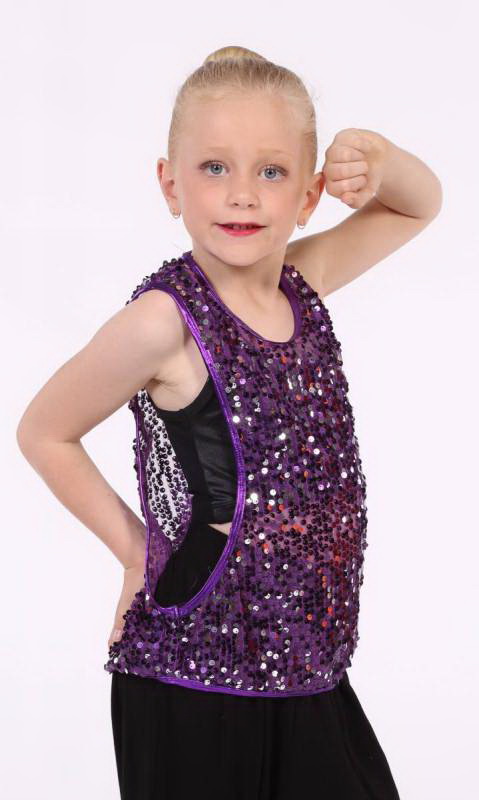 USA SEQUIN TANK - PURPLE AND SILVER WITH PURPLE TRIM